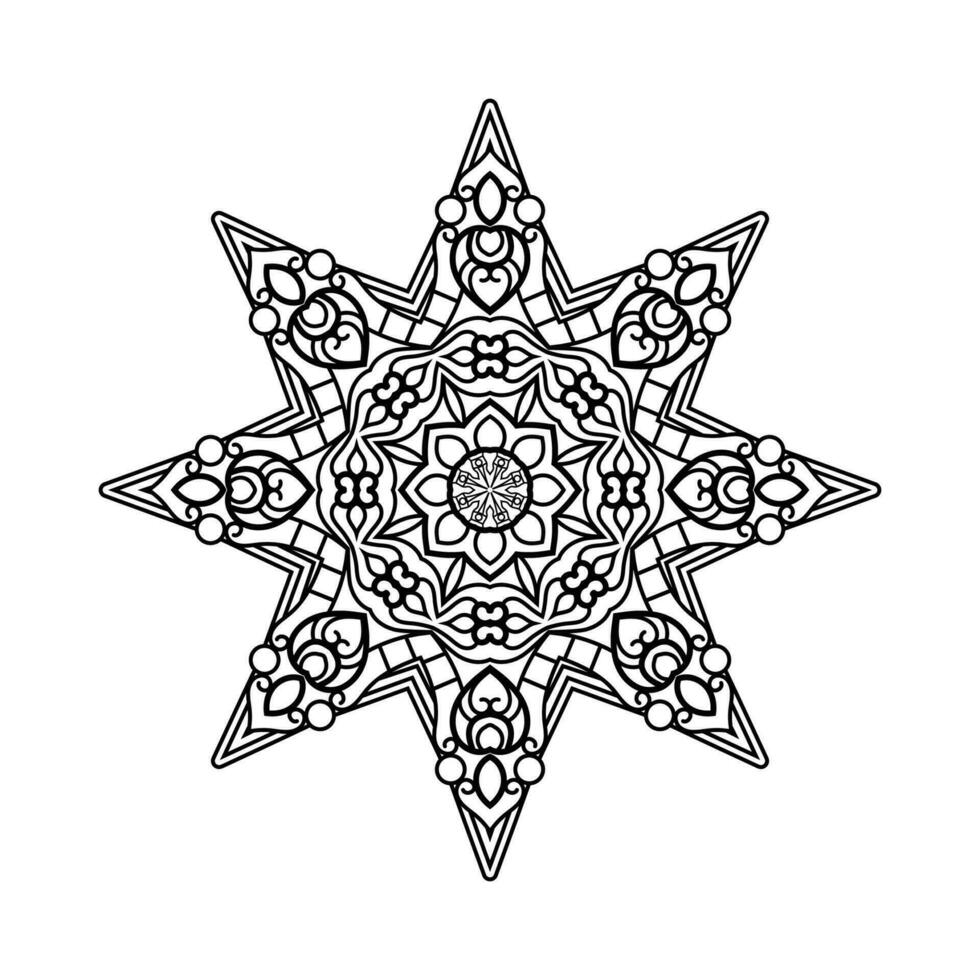 Decorative mandala and pattern for Mehndi, wedding, tattoo, islam, indian, arabic. Outline mandalas coloring book page. vector
