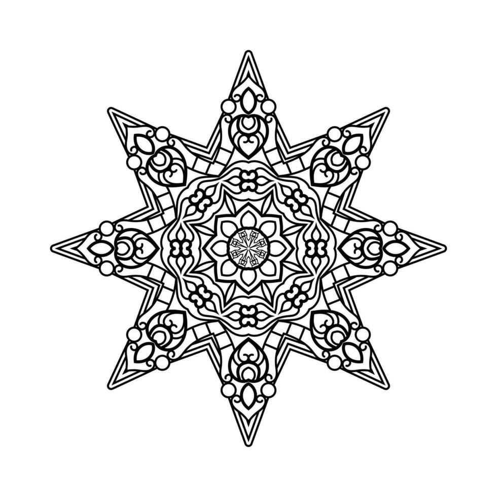 Decorative mandala and pattern for Mehndi, wedding, tattoo, islam, indian, arabic. Outline mandalas coloring book page. vector