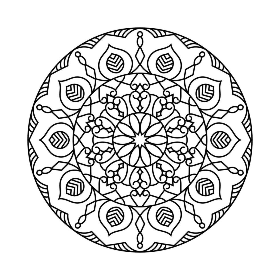 Decorative mandala and pattern for Mehndi, wedding, tattoo, islam, indian, arabic. Outline mandalas coloring book page. vector