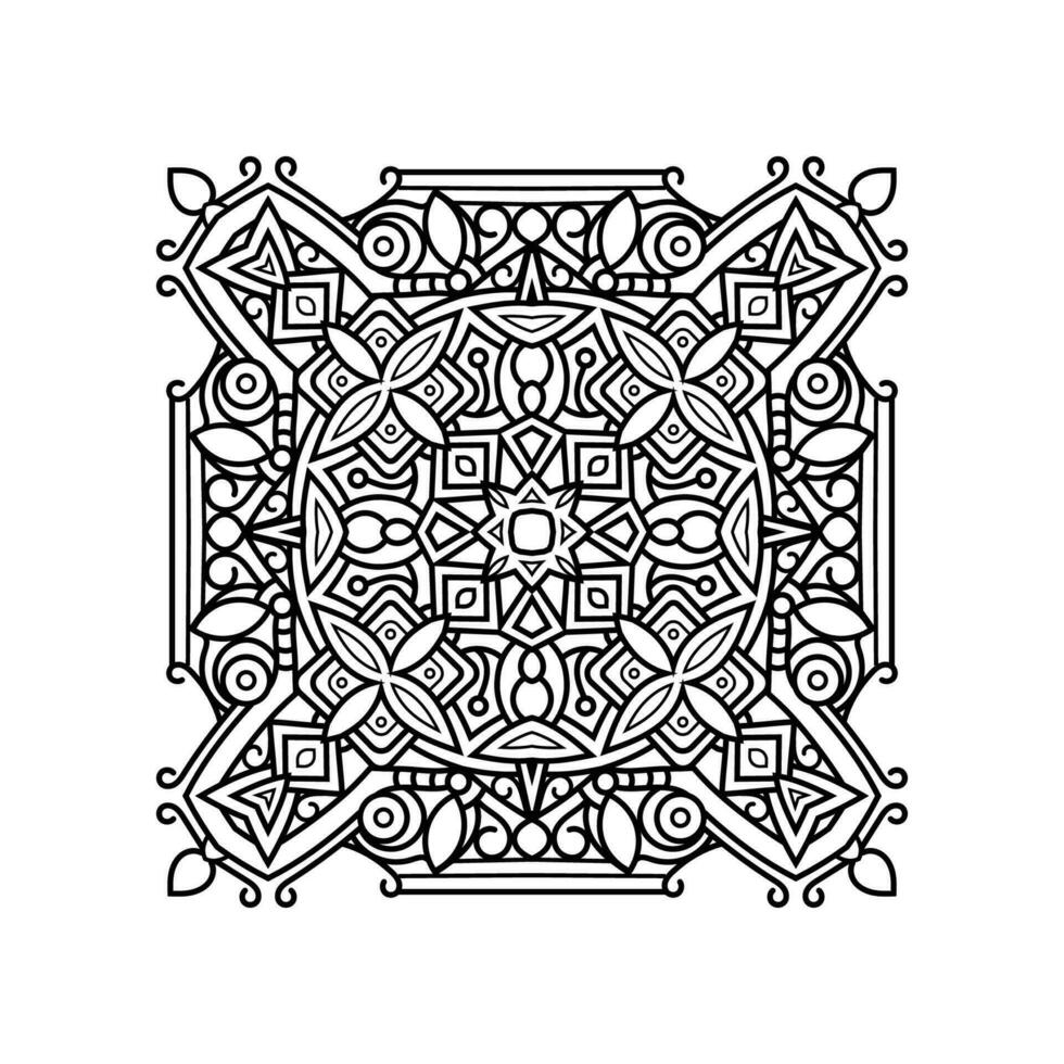 Decorative mandala and pattern for Mehndi, wedding, tattoo, islam, indian, arabic. Outline mandalas coloring book page. vector