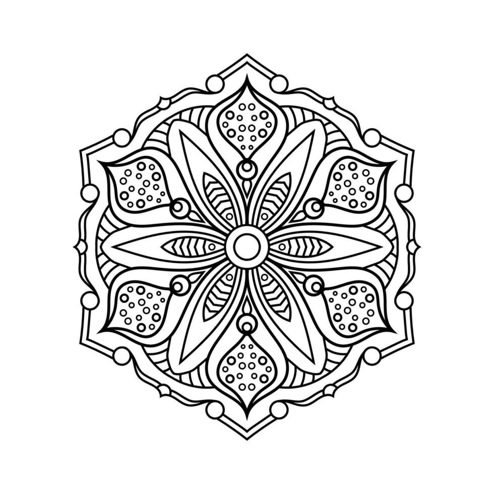 Decorative mandala and pattern for Mehndi, wedding, tattoo, islam, indian, arabic. Outline mandalas coloring book page. vector
