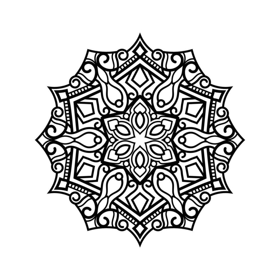 Decorative mandala and pattern for Mehndi, wedding, tattoo, islam, indian, arabic. Outline mandalas coloring book page. vector