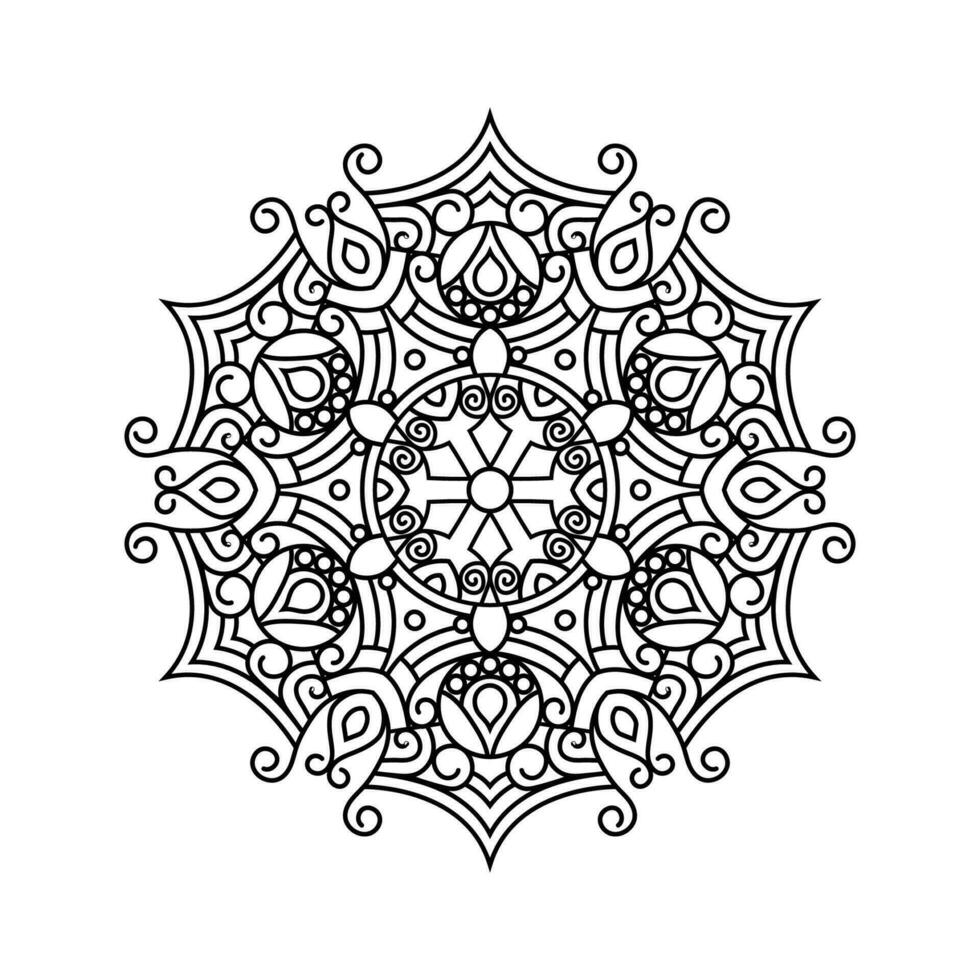 Decorative mandala and pattern for Mehndi, wedding, tattoo, islam, indian, arabic. Outline mandalas coloring book page. vector