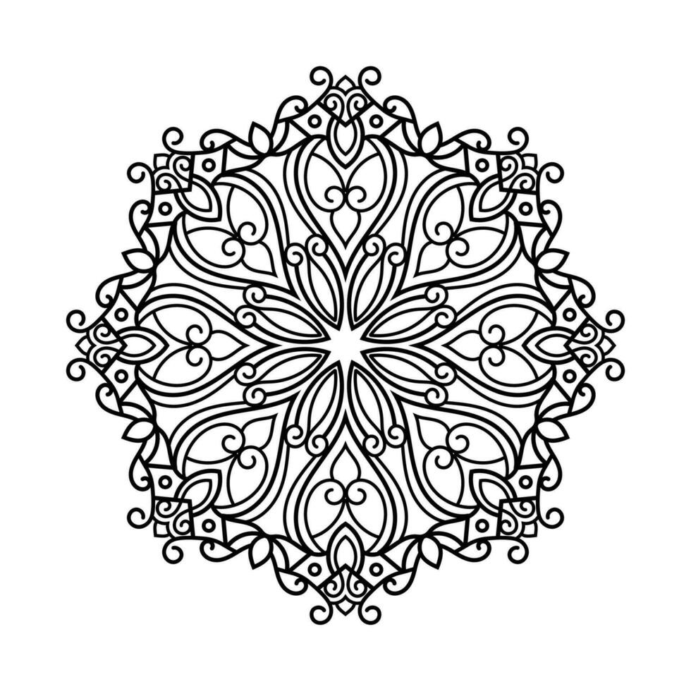 Decorative mandala and pattern for Mehndi, wedding, tattoo, islam, indian, arabic. Outline mandalas coloring book page. vector