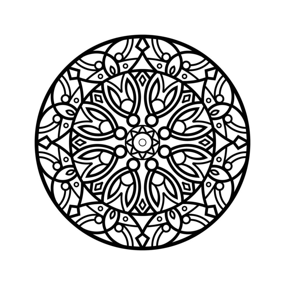 Decorative mandala and pattern for Mehndi, wedding, tattoo, islam, indian, arabic. Outline mandalas coloring book page. vector