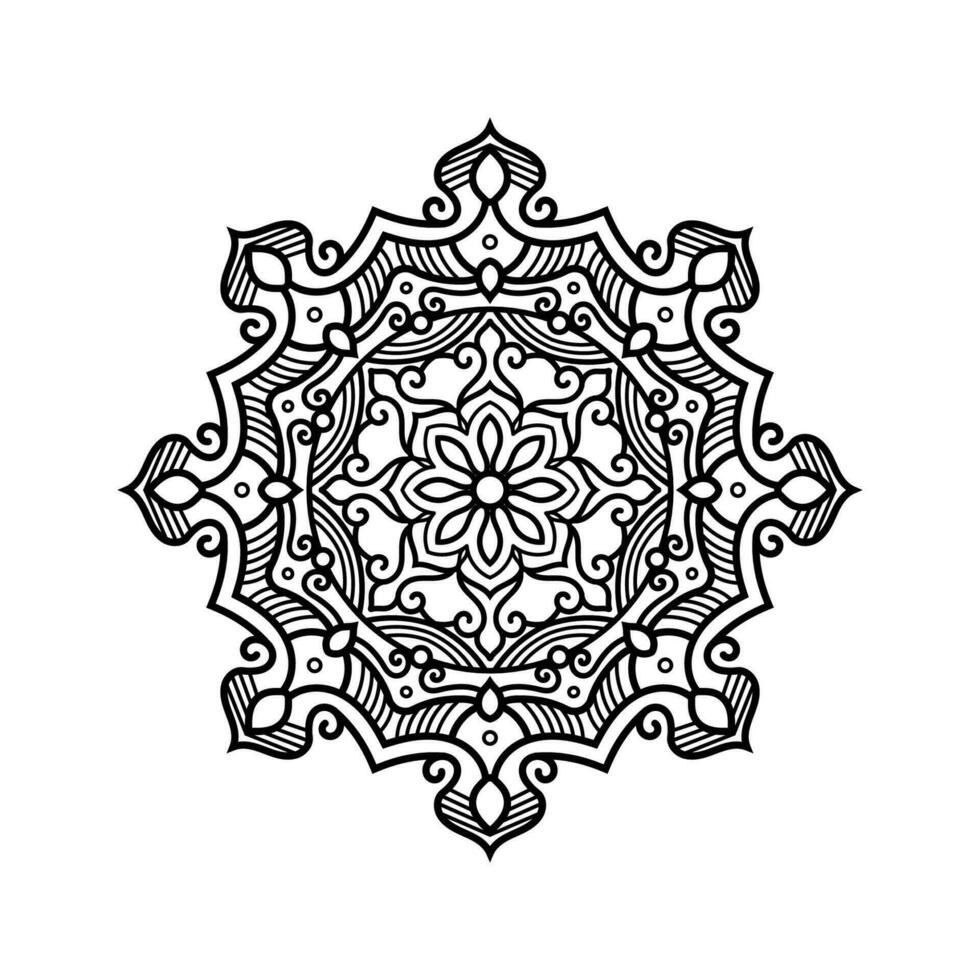 Decorative mandala and pattern for Mehndi, wedding, tattoo, islam, indian, arabic. Outline mandalas coloring book page. vector