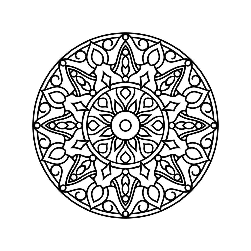 Decorative mandala and pattern for Mehndi, wedding, tattoo, islam, indian, arabic. Outline mandalas coloring book page. vector