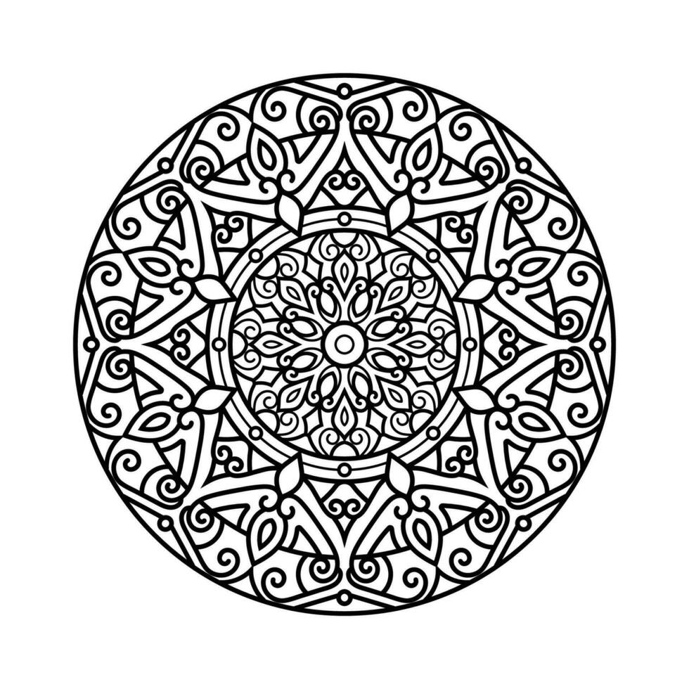 Decorative mandala and pattern for Mehndi, wedding, tattoo, islam, indian, arabic. Outline mandalas coloring book page. vector