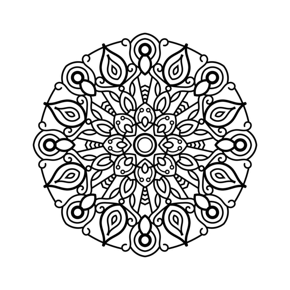 Decorative mandala and pattern for Mehndi, wedding, tattoo, islam, indian, arabic. Outline mandalas coloring book page. vector