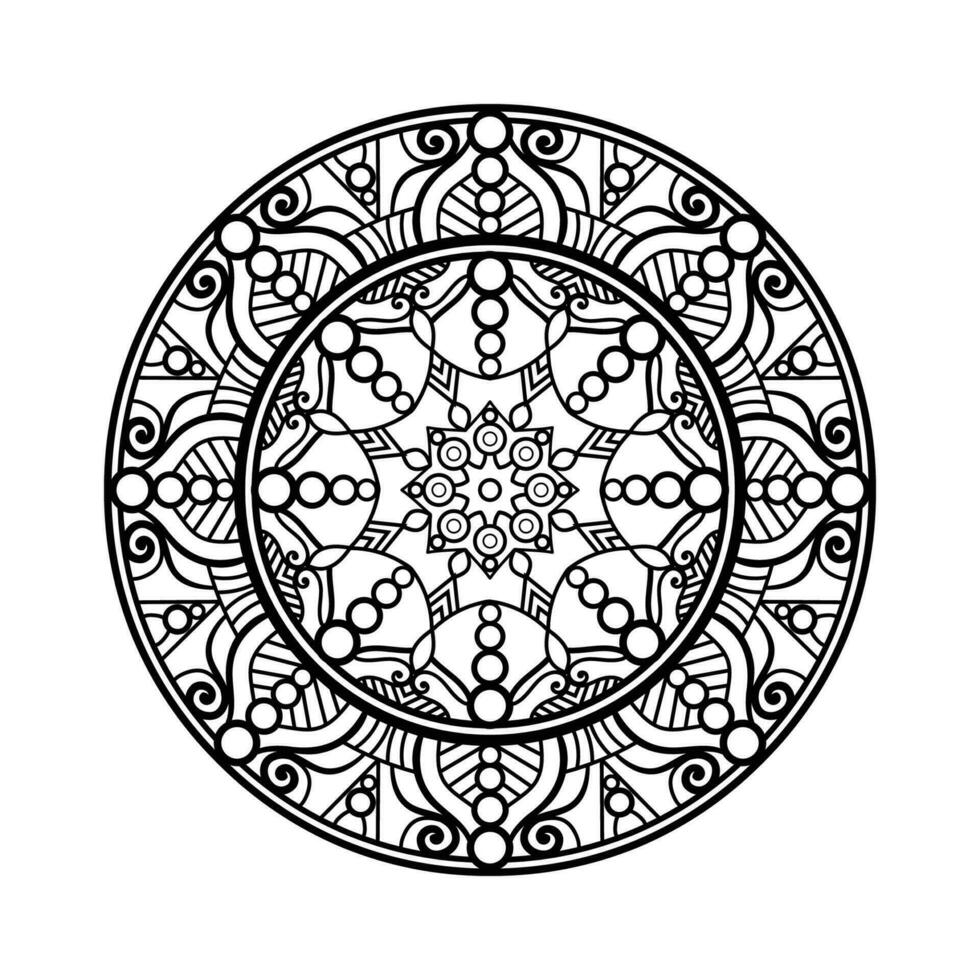 Decorative mandala and pattern for Mehndi, wedding, tattoo, islam, indian, arabic. Outline mandalas coloring book page. vector