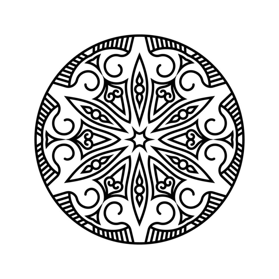 Decorative mandala and pattern for Mehndi, wedding, tattoo, islam, indian, arabic. Outline mandalas coloring book page. vector