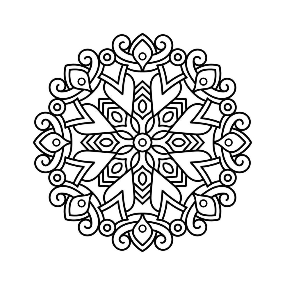 Decorative mandala and pattern for Mehndi, wedding, tattoo, islam, indian, arabic. Outline mandalas coloring book page. vector