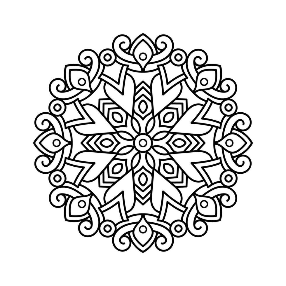 Decorative mandala and pattern for Mehndi, wedding, tattoo, islam, indian, arabic. Outline mandalas coloring book page. vector