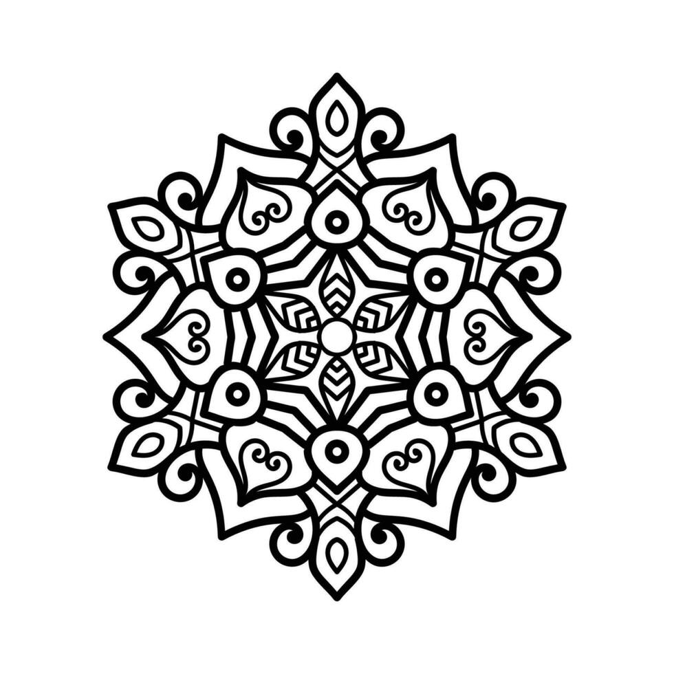 Decorative mandala and pattern for Mehndi, wedding, tattoo, islam, indian, arabic. Outline mandalas coloring book page. vector