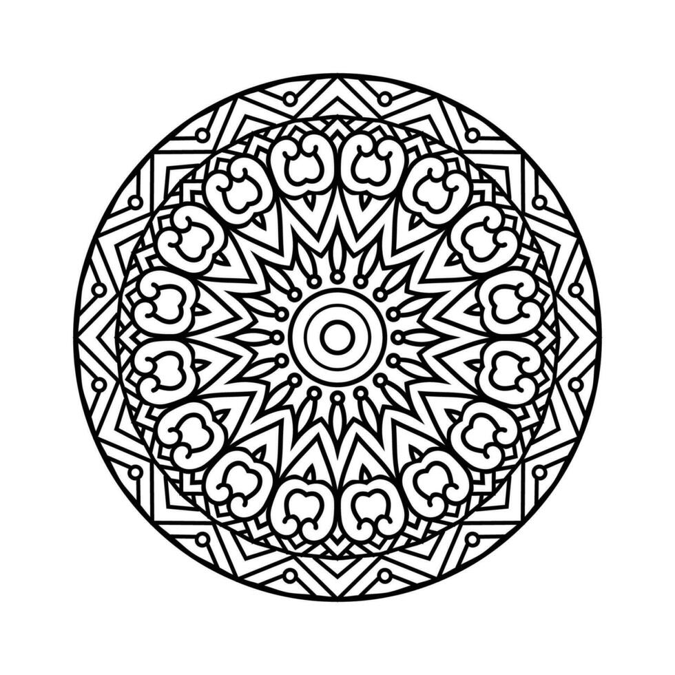 Decorative mandala and pattern for Mehndi, wedding, tattoo, islam, indian, arabic. Outline mandalas coloring book page. vector