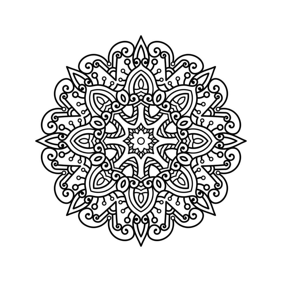 Decorative mandala and pattern for Mehndi, wedding, tattoo, islam, indian, arabic. Outline mandalas coloring book page. vector