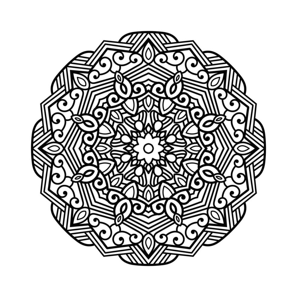 Decorative mandala and pattern for Mehndi, wedding, tattoo, islam, indian, arabic. Outline mandalas coloring book page. vector