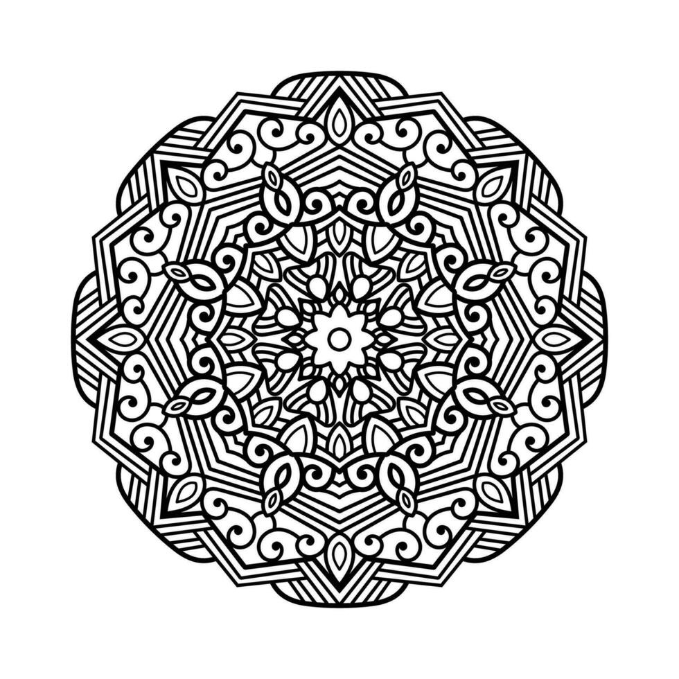 Decorative mandala and pattern for Mehndi, wedding, tattoo, islam, indian, arabic. Outline mandalas coloring book page. vector