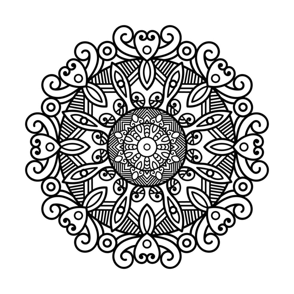 decorativo mandala y modelo para mehndi, boda, tatuaje, islam, indio, Arábica. contorno mandalas colorante libro página. vector