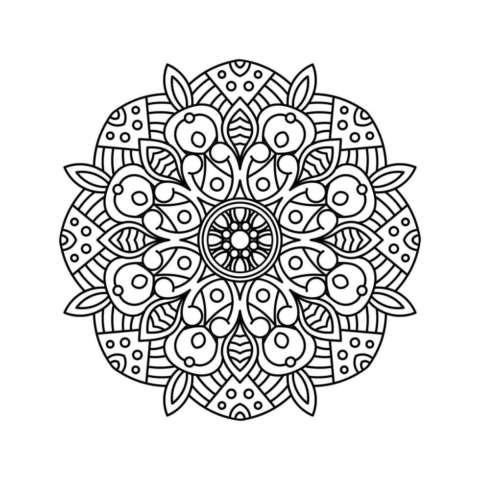 Decorative mandala and pattern for Mehndi, wedding, tattoo, islam, indian, arabic. Outline mandalas coloring book page. vector