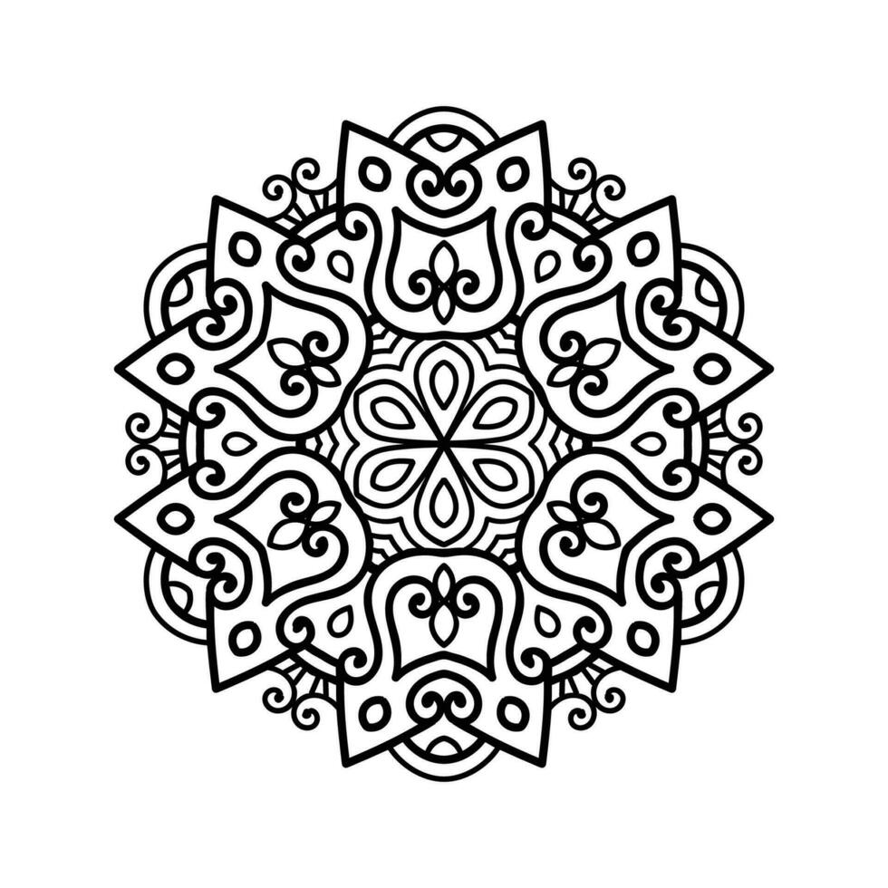 Decorative mandala and pattern for Mehndi, wedding, tattoo, islam, indian, arabic. Outline mandalas coloring book page. vector
