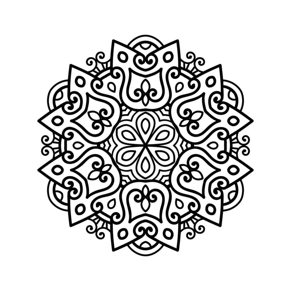 decorativo mandala y modelo para mehndi, boda, tatuaje, islam, indio, Arábica. contorno mandalas colorante libro página. vector