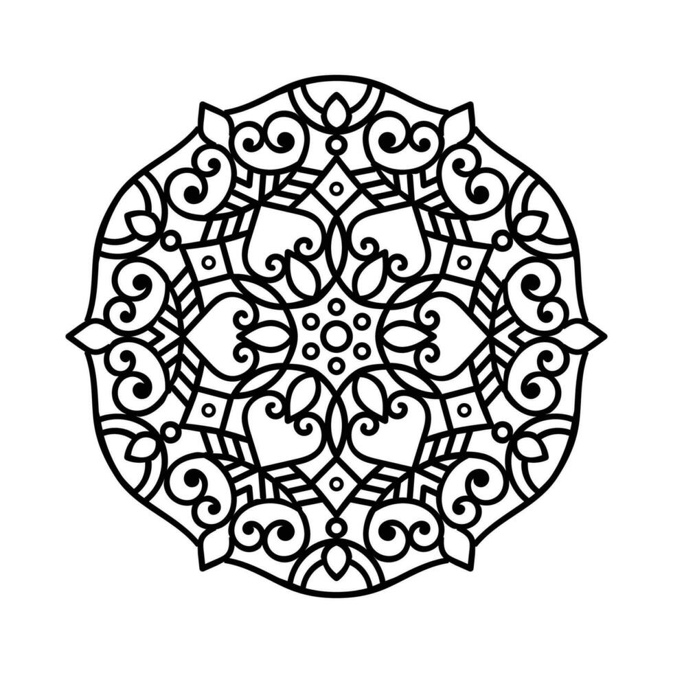 Decorative mandala and pattern for Mehndi, wedding, tattoo, islam, indian, arabic. Outline mandalas coloring book page. vector