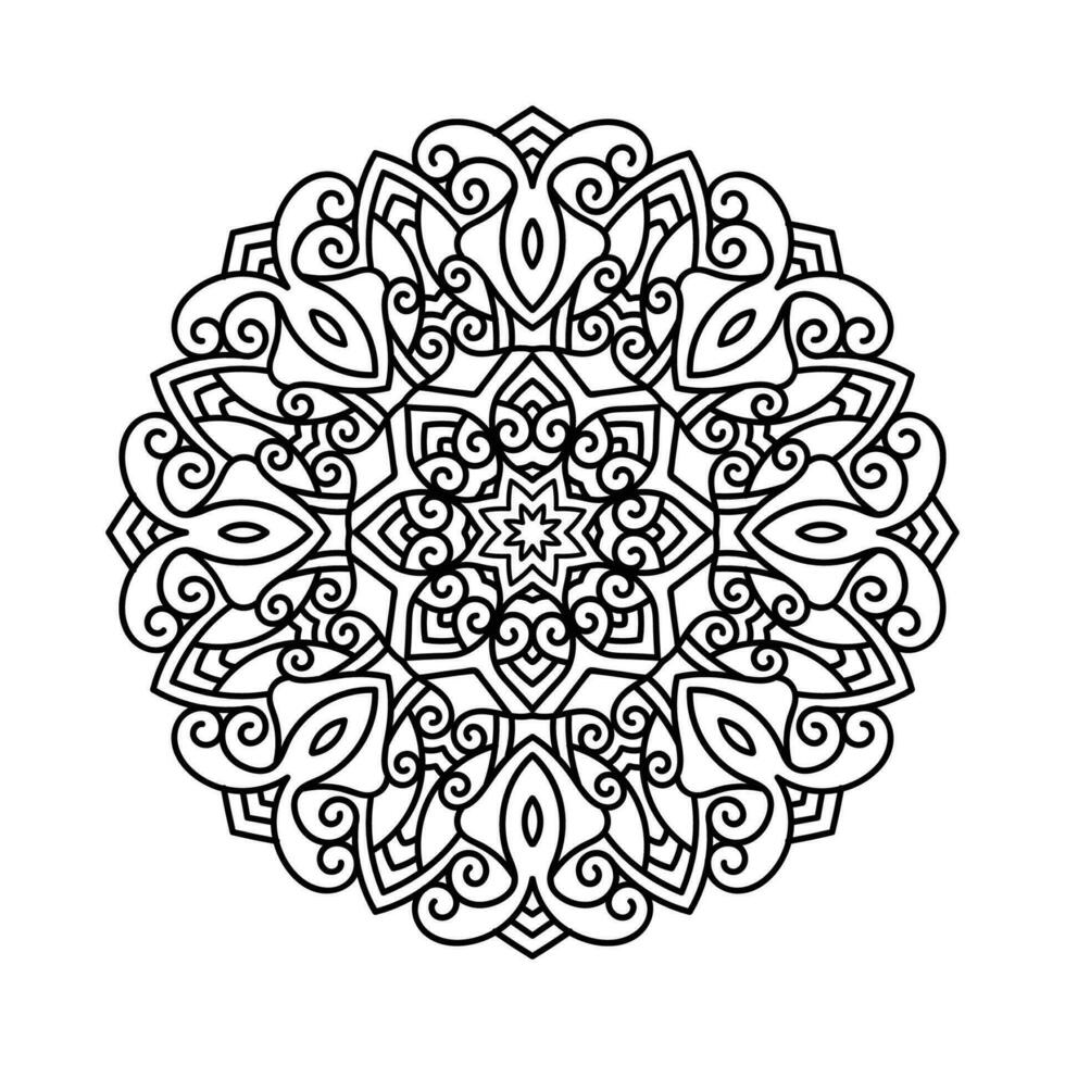 Decorative mandala and pattern for Mehndi, wedding, tattoo, islam, indian, arabic. Outline mandalas coloring book page. vector