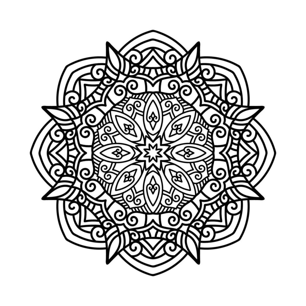 Decorative mandala and pattern for Mehndi, wedding, tattoo, islam, indian, arabic. Outline mandalas coloring book page. vector