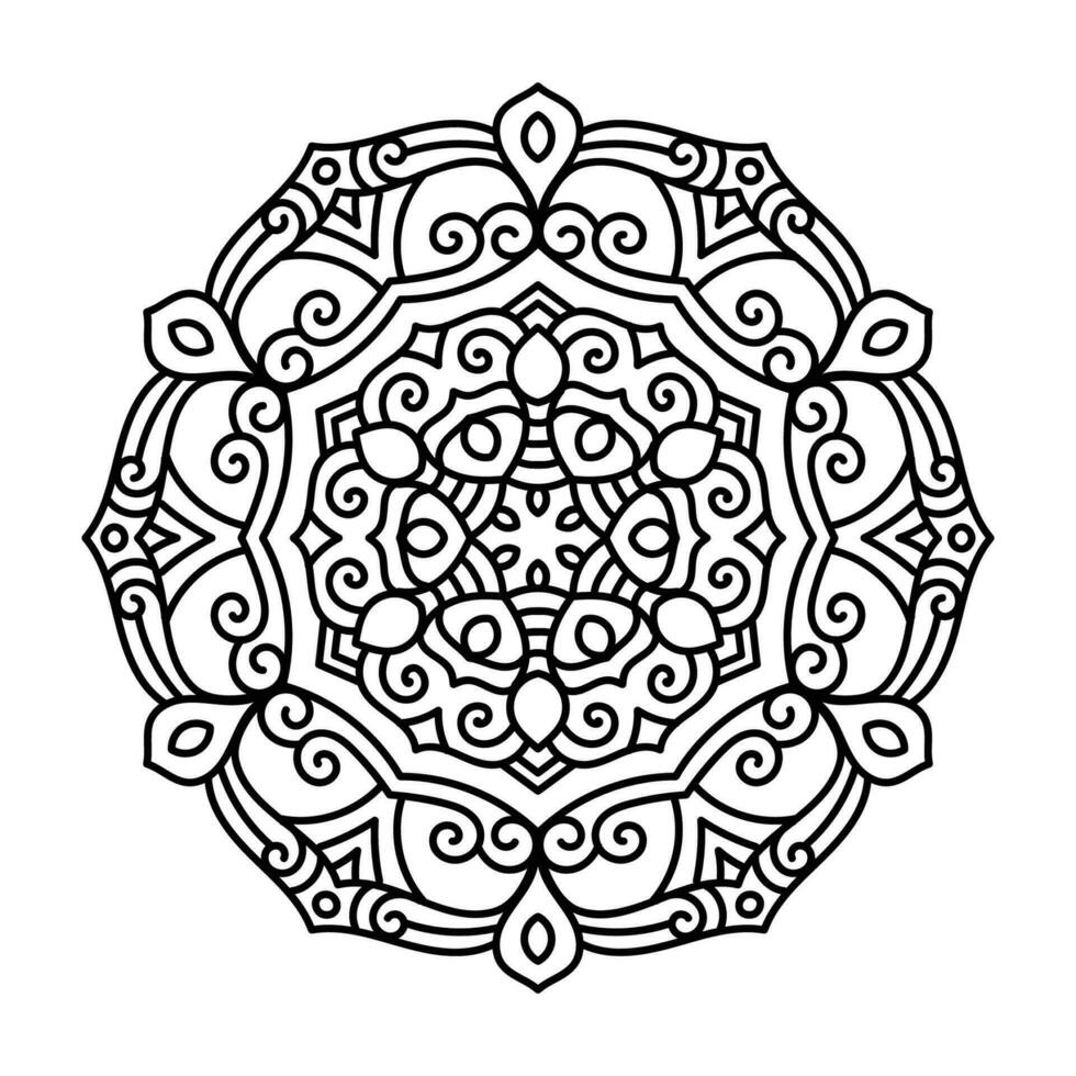 Decorative mandala and pattern for Mehndi, wedding, tattoo, islam, indian, arabic. Outline mandalas coloring book page. vector