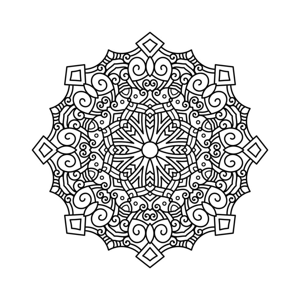 Decorative mandala and pattern for Mehndi, wedding, tattoo, islam, indian, arabic. Outline mandalas coloring book page. vector