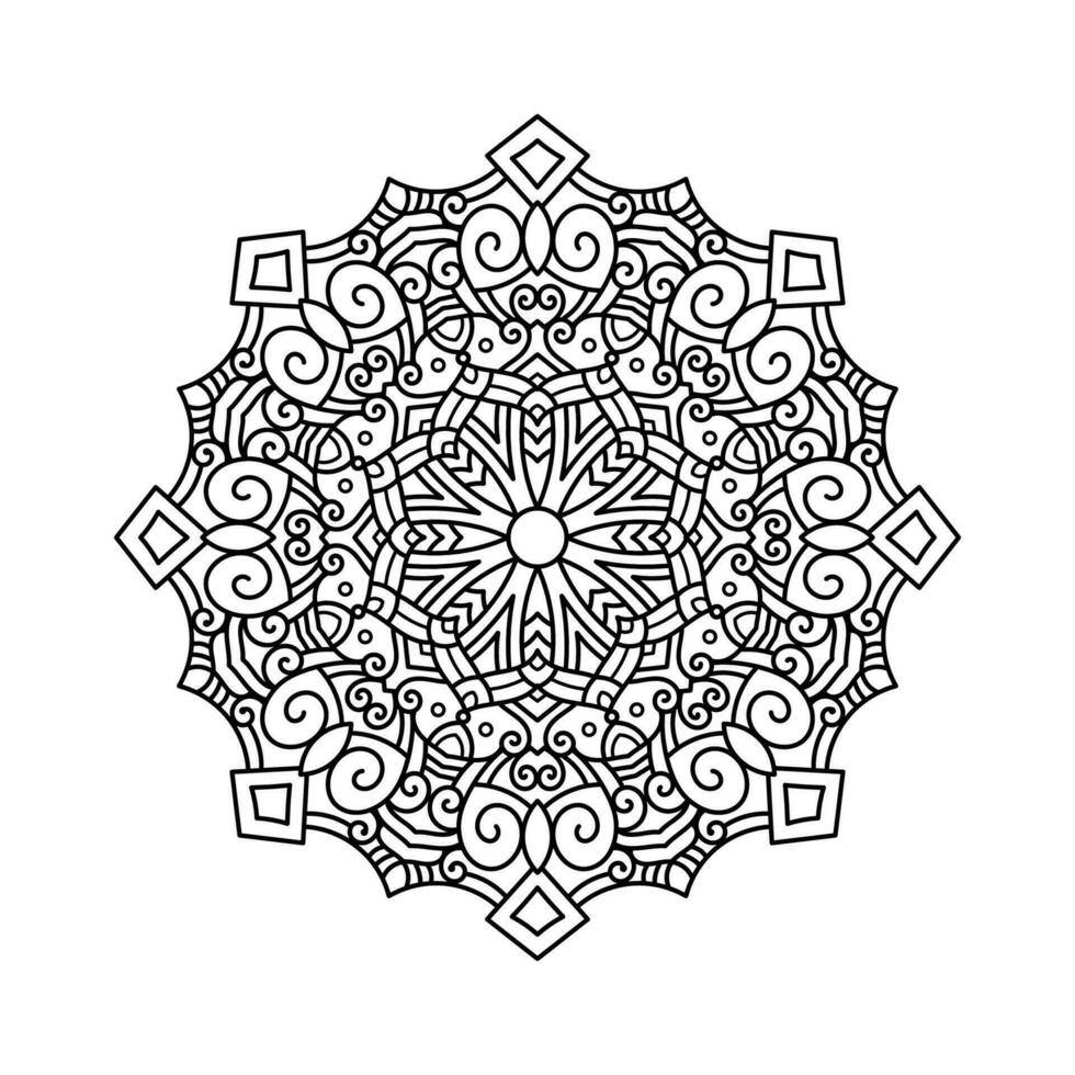 Decorative mandala and pattern for Mehndi, wedding, tattoo, islam, indian, arabic. Outline mandalas coloring book page. vector