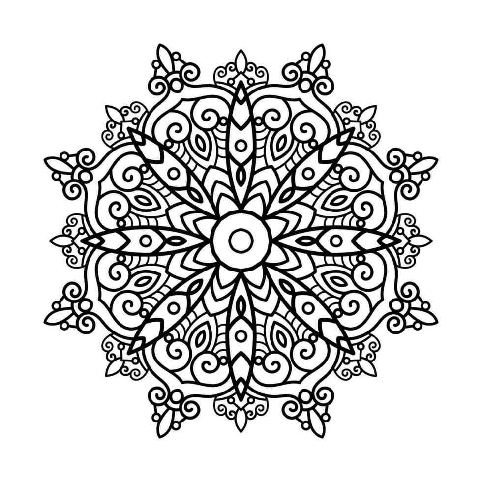 Decorative mandala and pattern for Mehndi, wedding, tattoo, islam, indian, arabic. Outline mandalas coloring book page. vector