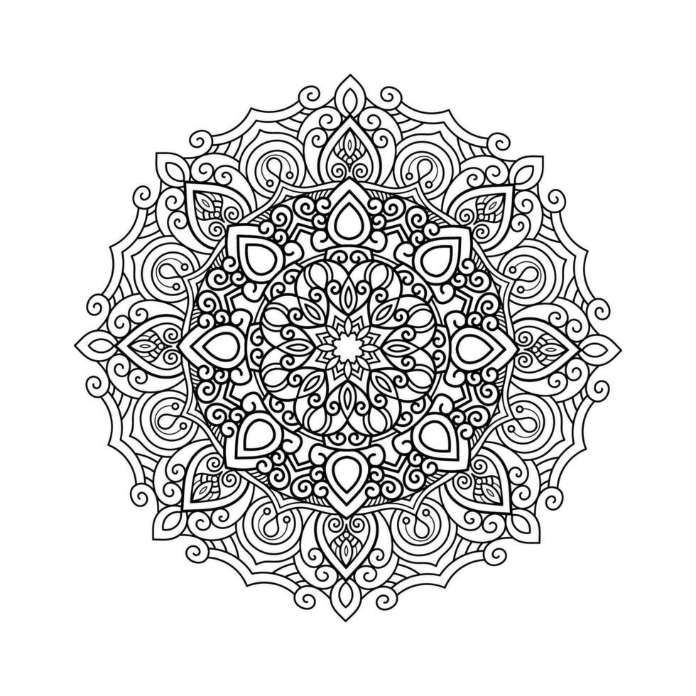 Decorative mandala and pattern for Mehndi, wedding, tattoo, islam, indian, arabic. Outline mandalas coloring book page. vector