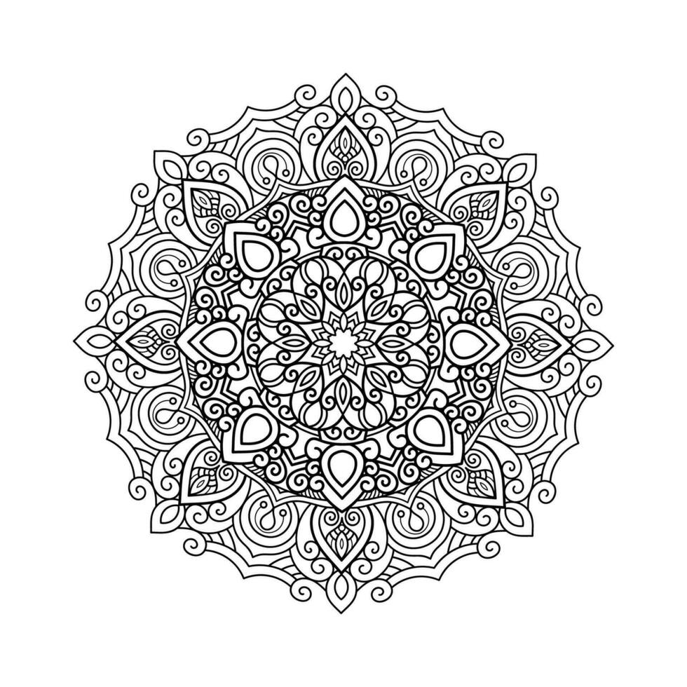 Decorative mandala and pattern for Mehndi, wedding, tattoo, islam, indian, arabic. Outline mandalas coloring book page. vector