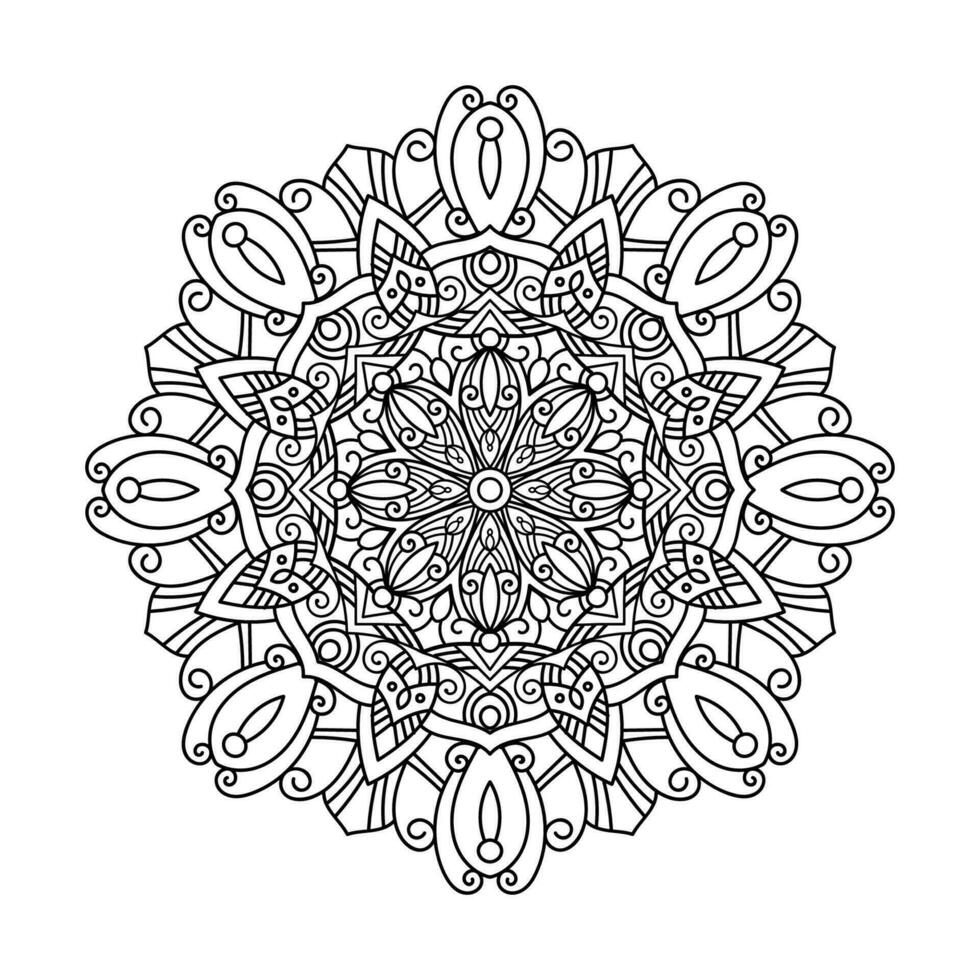 Decorative mandala and pattern for Mehndi, wedding, tattoo, islam, indian, arabic. Outline mandalas coloring book page. vector