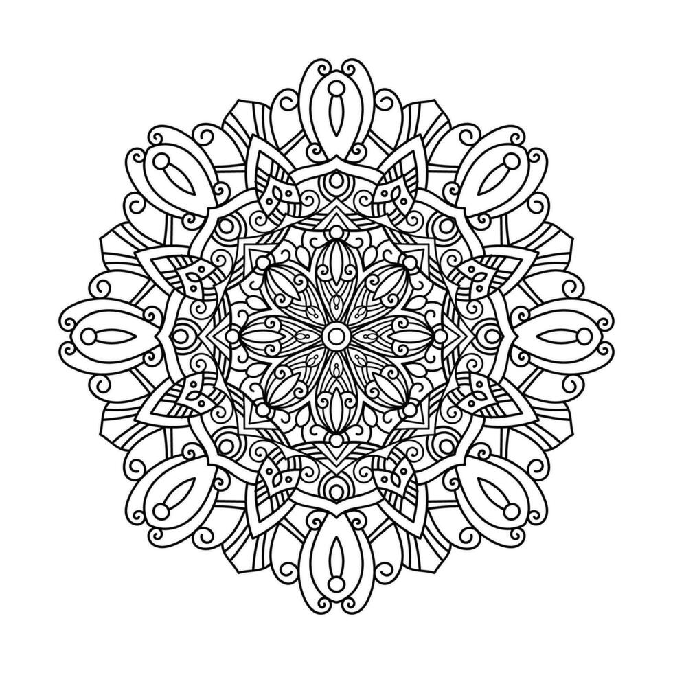 Decorative mandala and pattern for Mehndi, wedding, tattoo, islam, indian, arabic. Outline mandalas coloring book page. vector