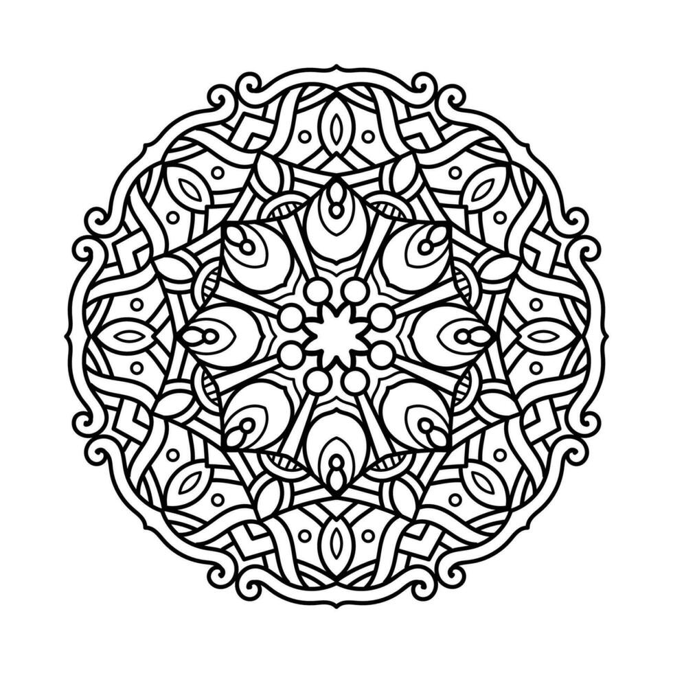 Decorative mandala and pattern for Mehndi, wedding, tattoo, islam, indian, arabic. Outline mandalas coloring book page. vector