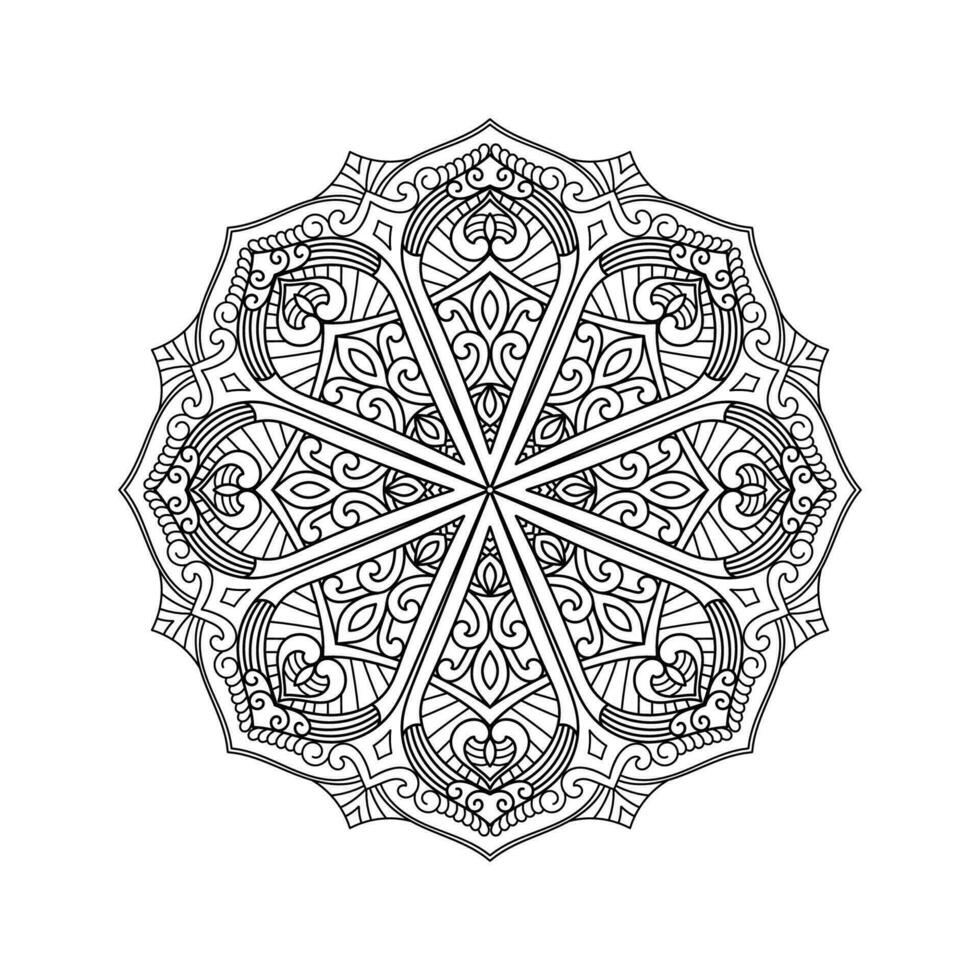Decorative mandala and pattern for Mehndi, wedding, tattoo, islam, indian, arabic. Outline mandalas coloring book page. vector
