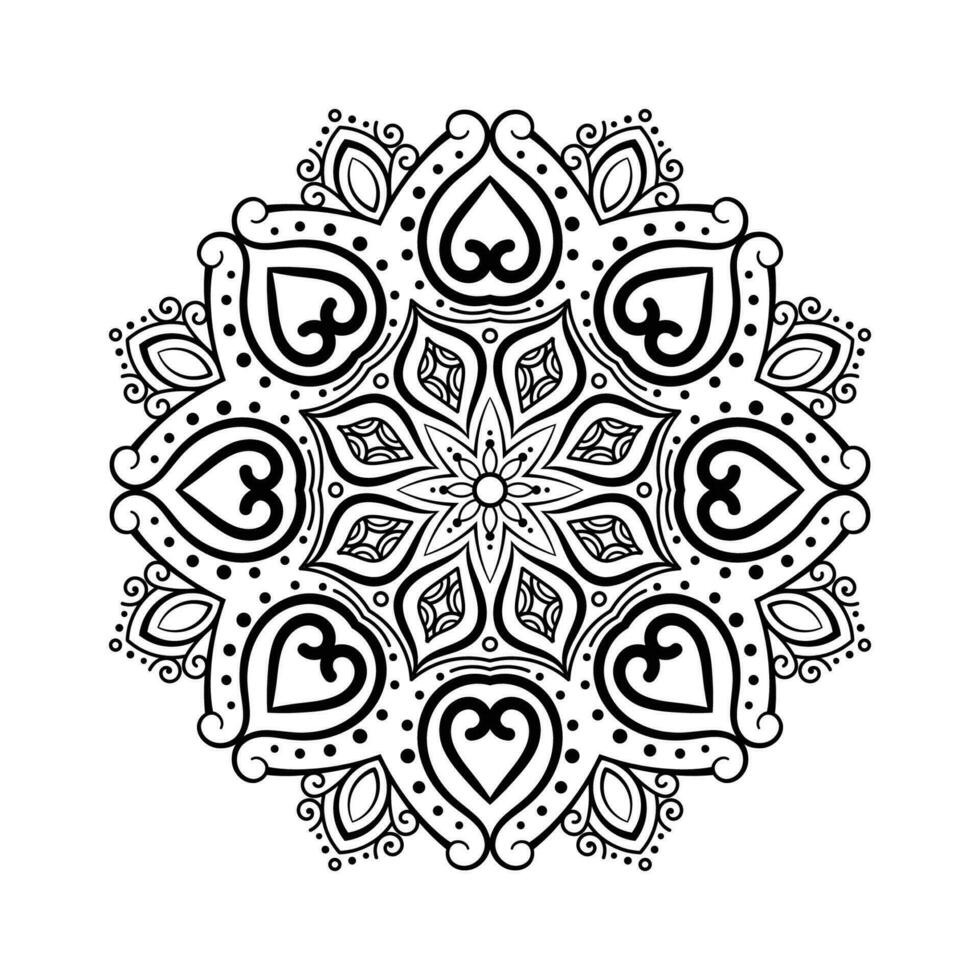 decorativo mandala y modelo para mehndi, boda, tatuaje, islam, indio, Arábica. contorno mandalas colorante libro página. vector