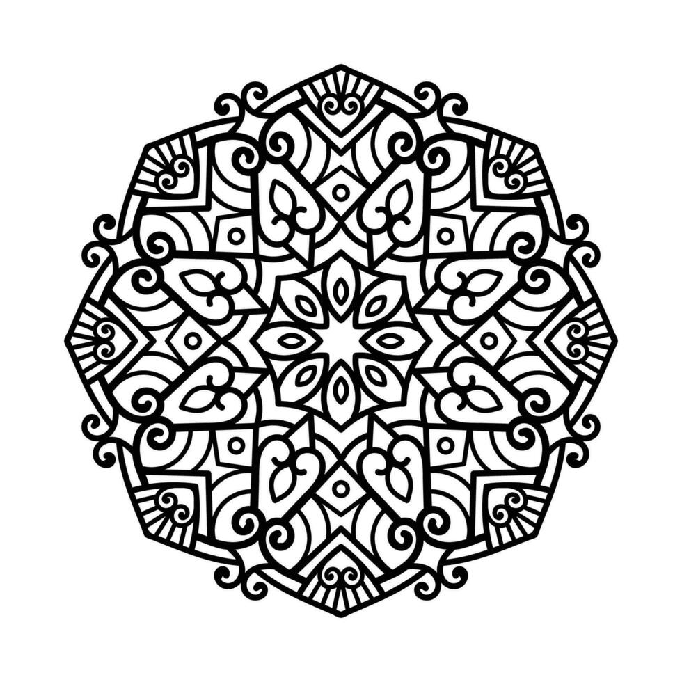 Decorative mandala and pattern for Mehndi, wedding, tattoo, islam, indian, arabic. Outline mandalas coloring book page. vector