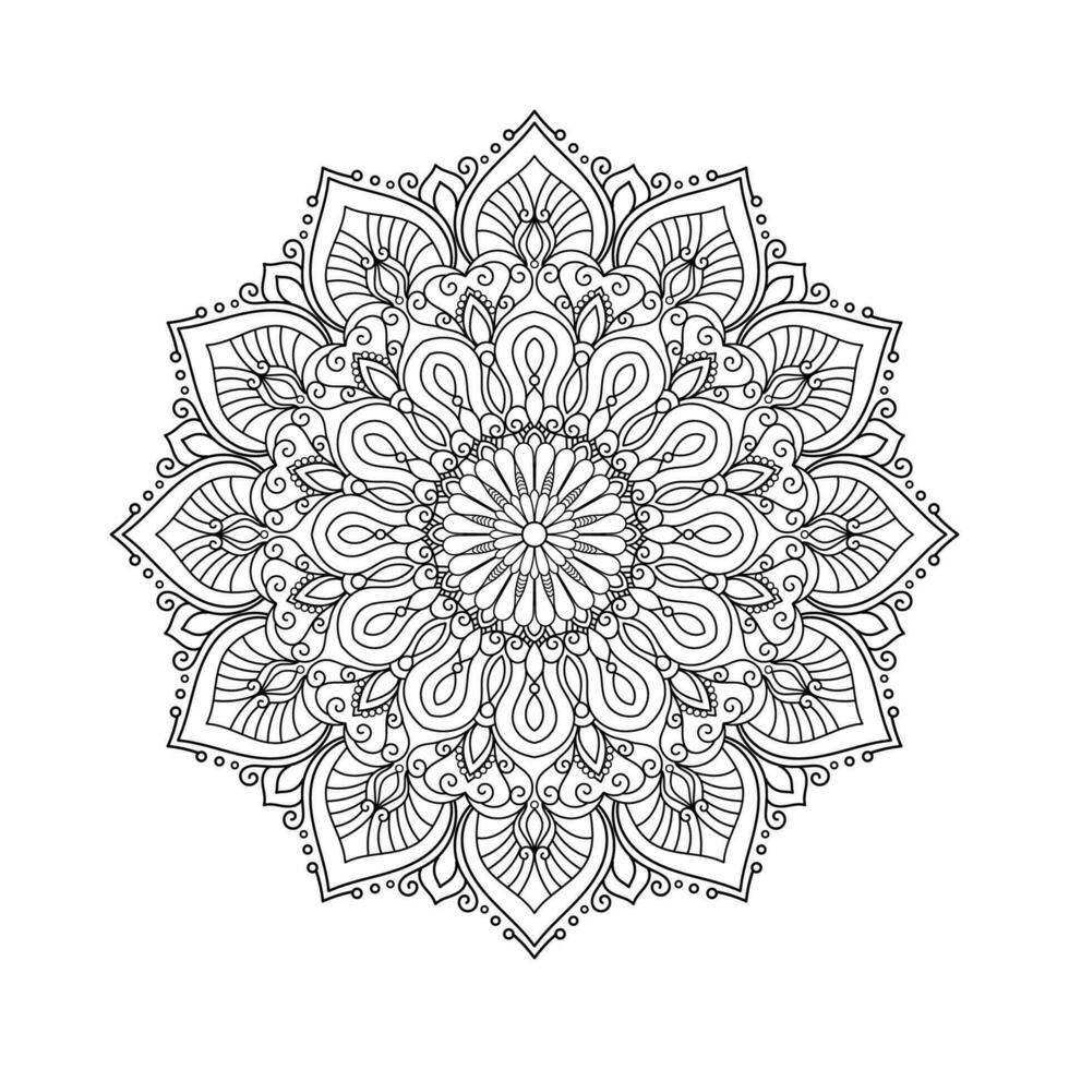 Decorative mandala and pattern for Mehndi, wedding, tattoo, islam, indian, arabic. Outline mandalas coloring book page. vector