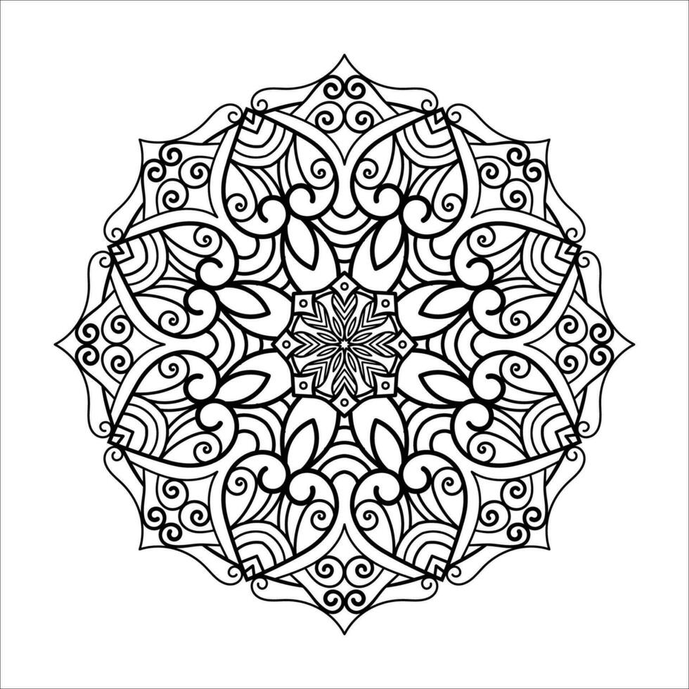 Decorative mandala and pattern for Mehndi, wedding, tattoo, islam, indian, arabic. Outline mandalas coloring book page. vector