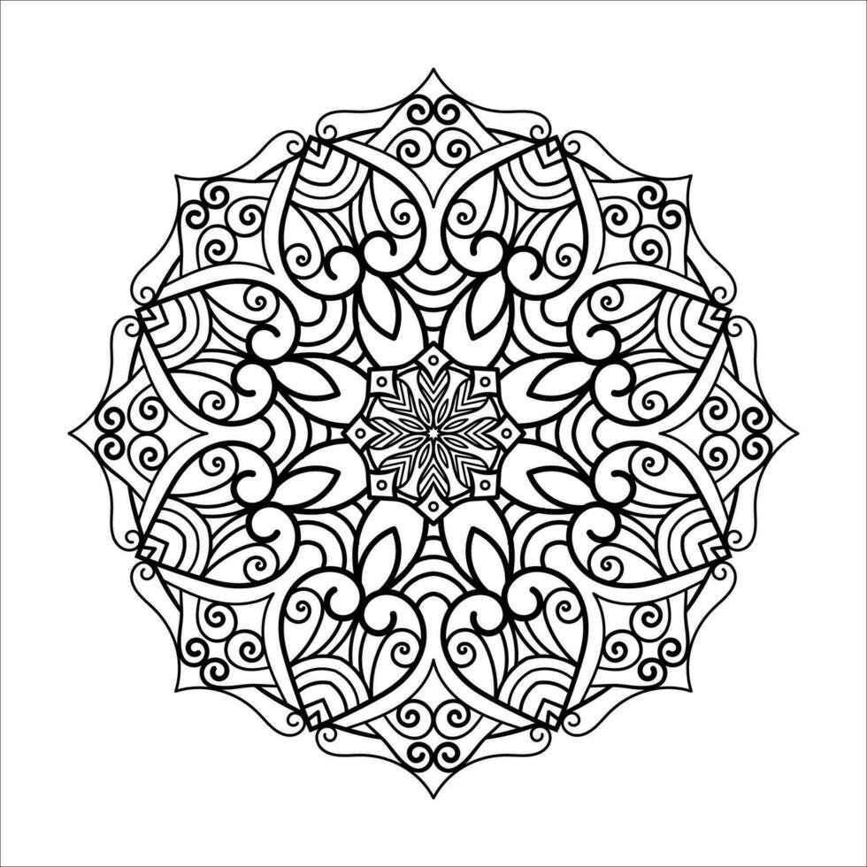 Decorative mandala and pattern for Mehndi, wedding, tattoo, islam, indian, arabic. Outline mandalas coloring book page. vector