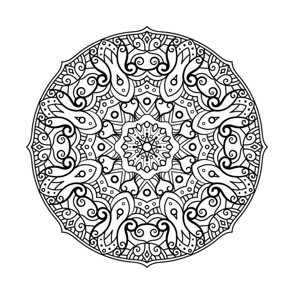 Decorative mandala and pattern for Mehndi, wedding, tattoo, islam, indian, arabic. Outline mandalas coloring book page. vector