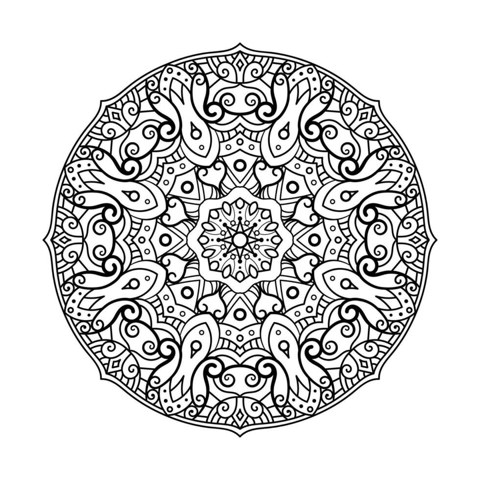 Decorative mandala and pattern for Mehndi, wedding, tattoo, islam, indian, arabic. Outline mandalas coloring book page. vector