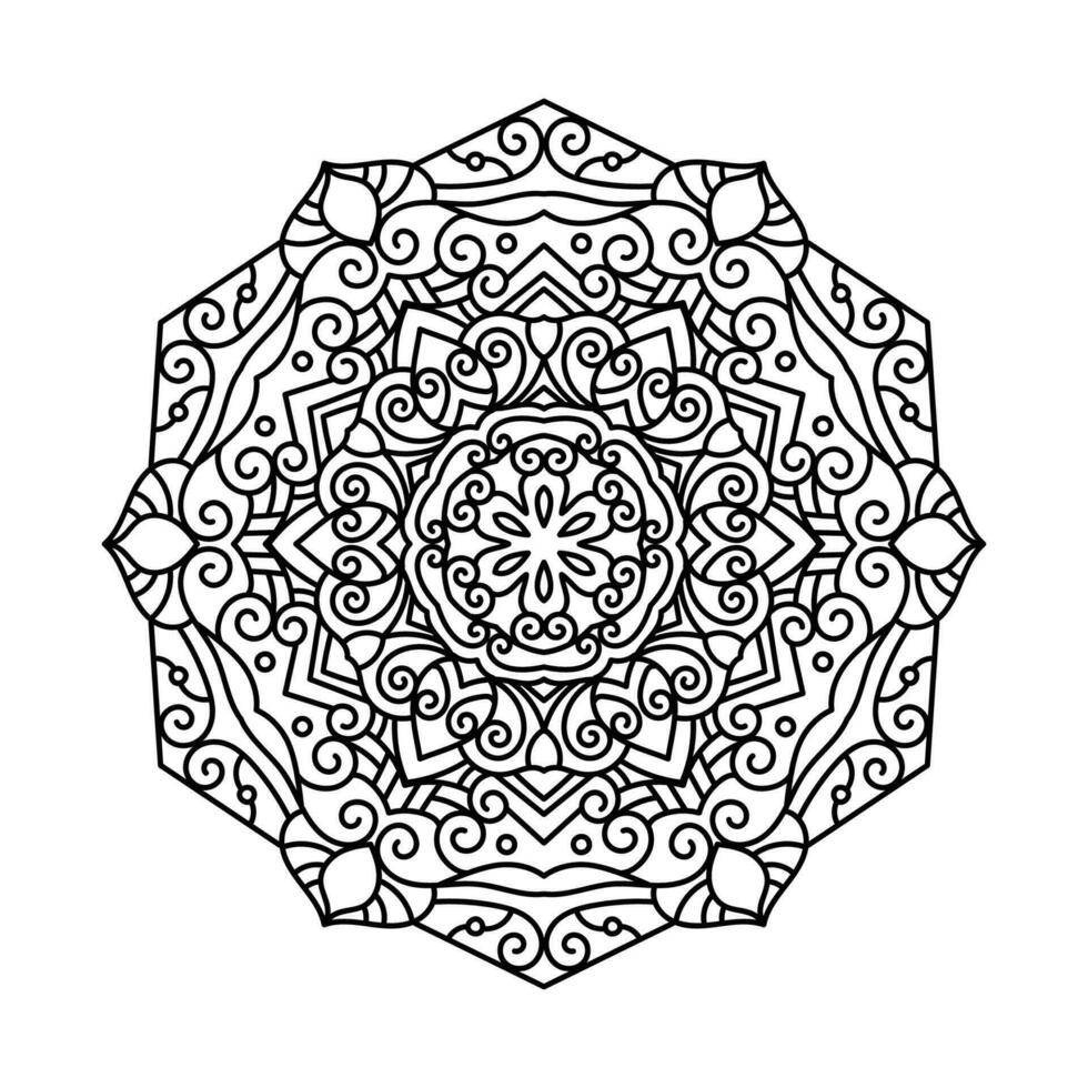 Decorative mandala and pattern for Mehndi, wedding, tattoo, islam, indian, arabic. Outline mandalas coloring book page. vector