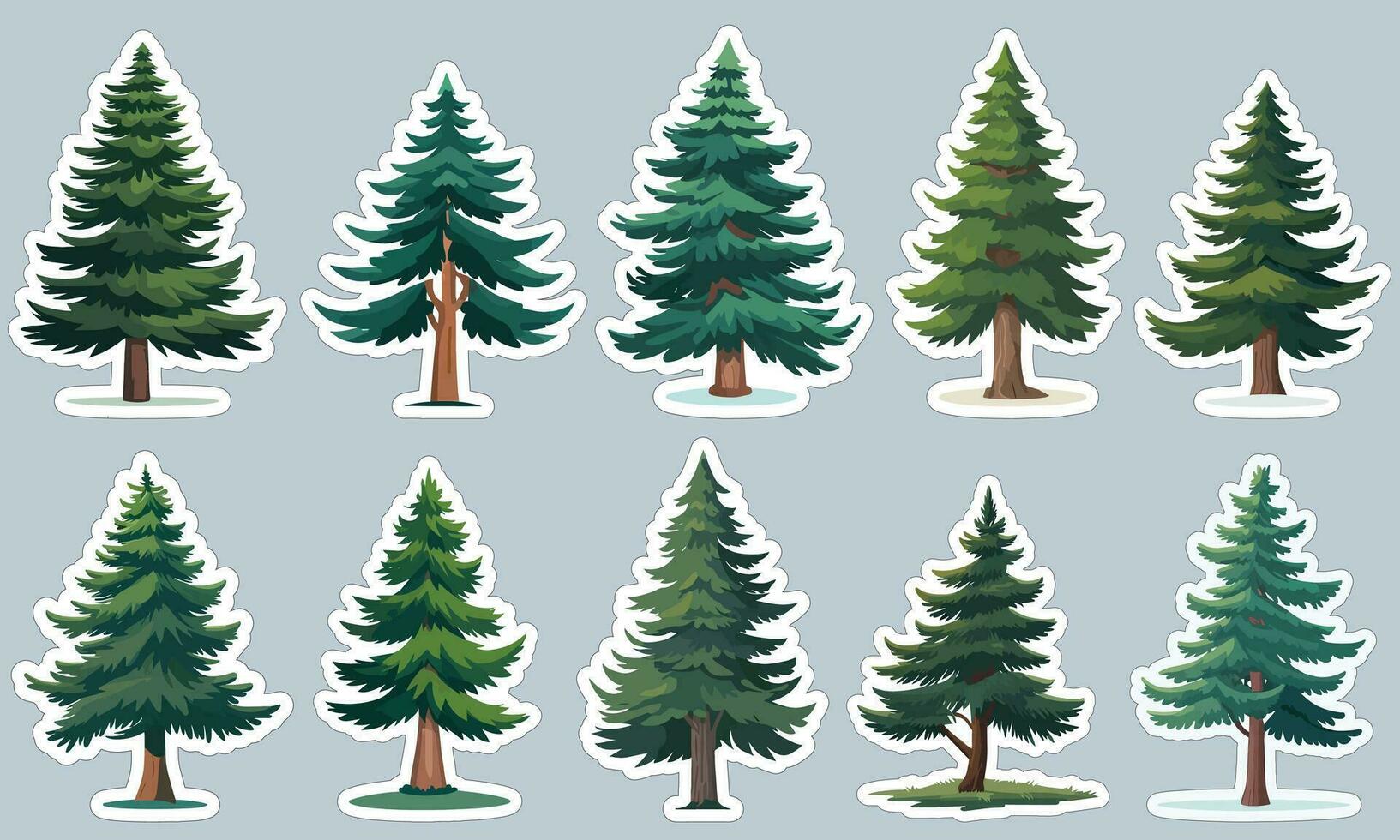Panoramic pine tree sticker designs, perfect for decorating your laptop or water bottle vector
