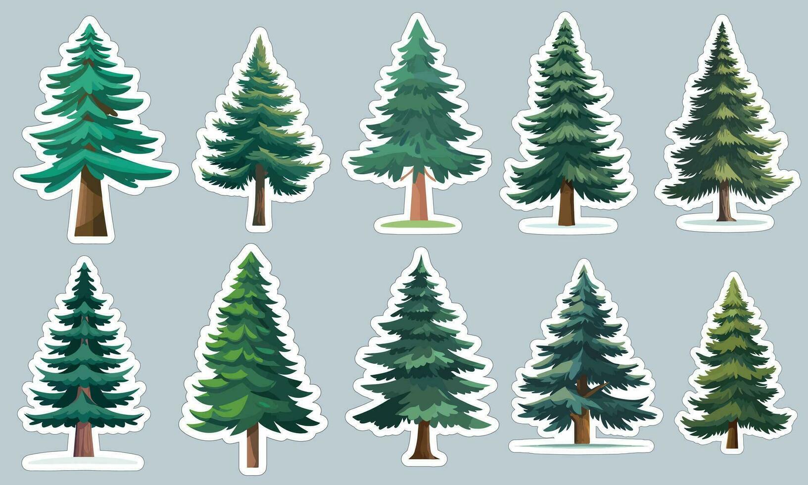 Panoramic pine tree sticker designs, perfect for decorating your laptop or water bottle vector