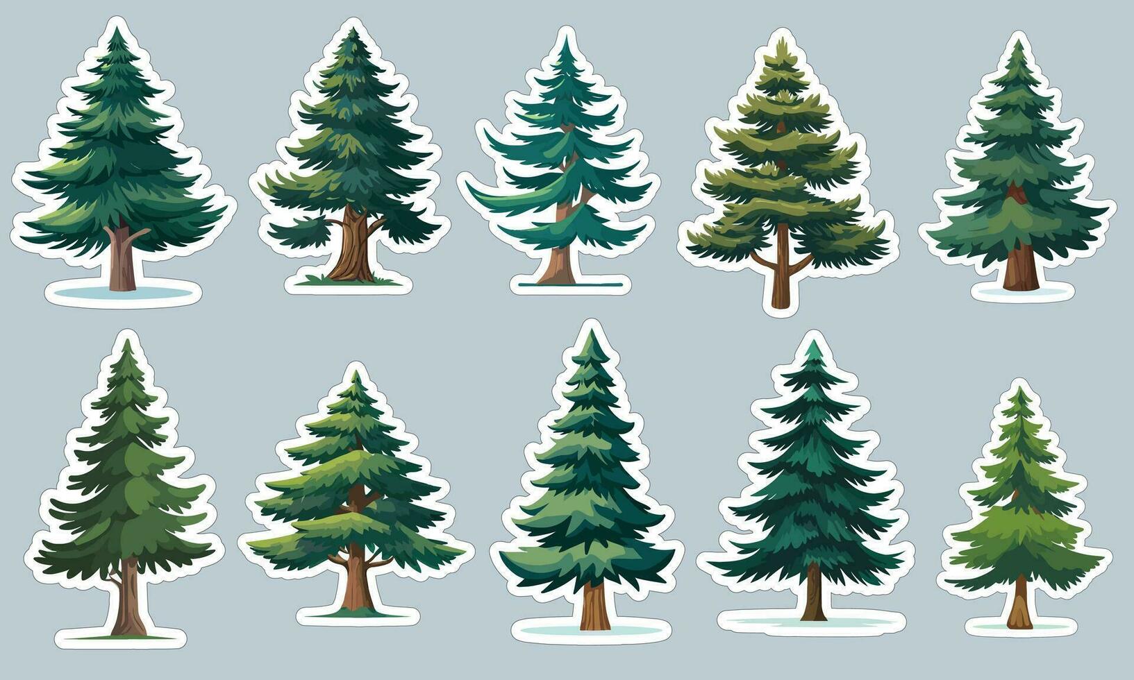 Panoramic pine tree sticker designs, perfect for decorating your laptop or water bottle vector